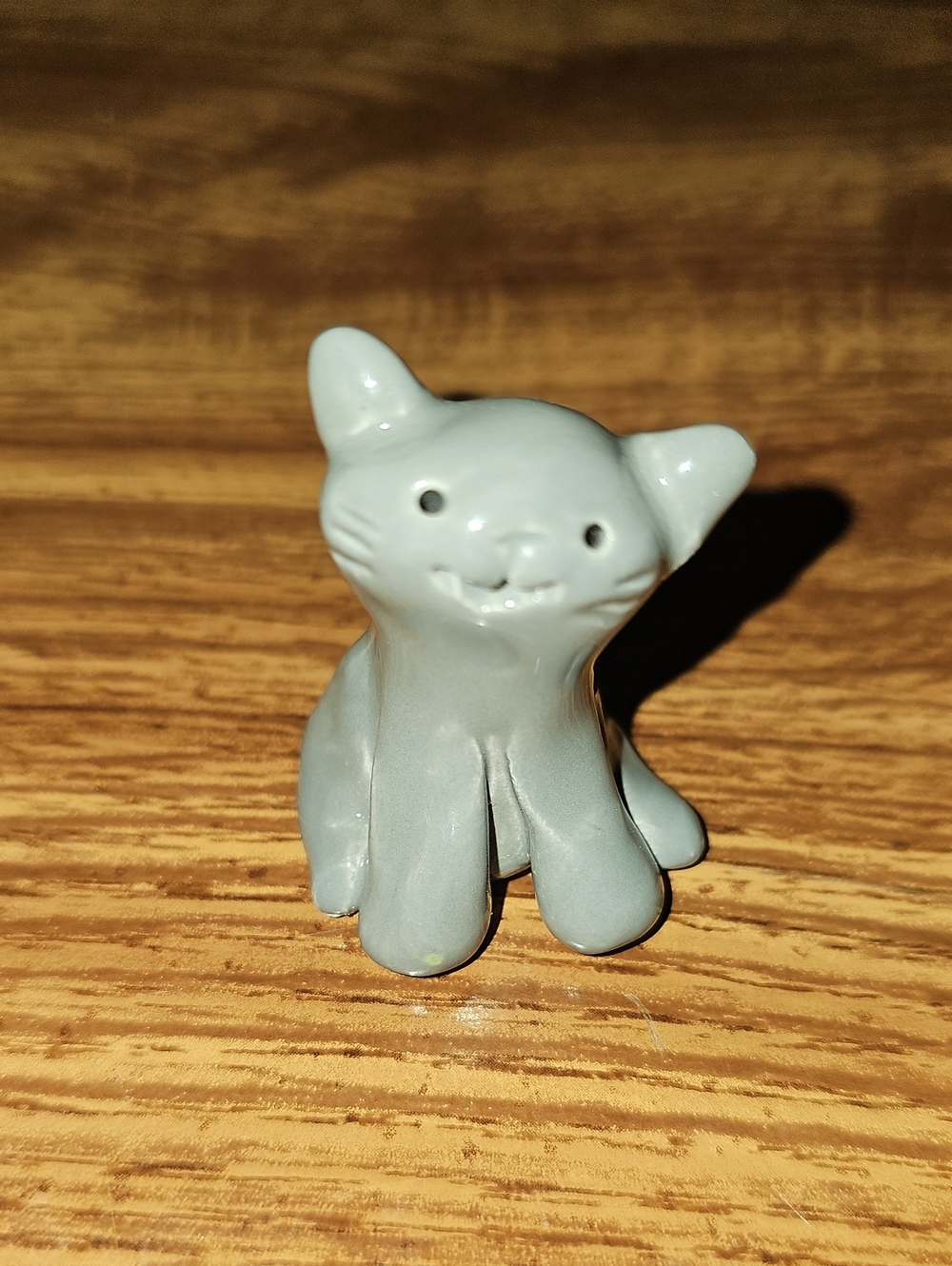 Cat Small Ceramic Figurine in Pale Gray